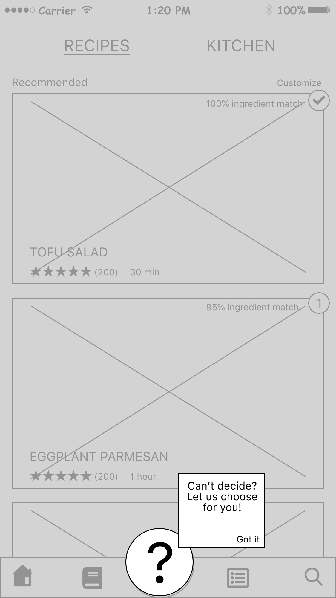 Floating action button wireframe one