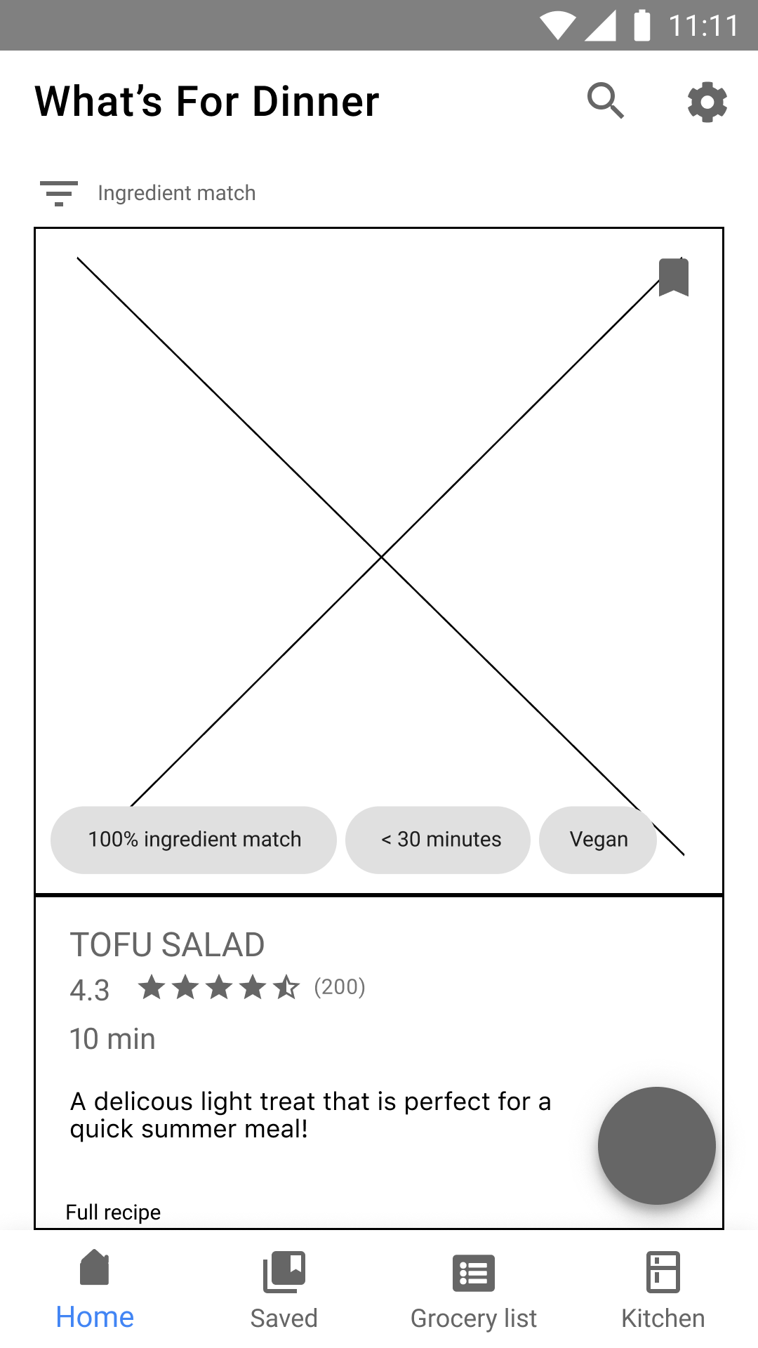 Floating action button wireframe two